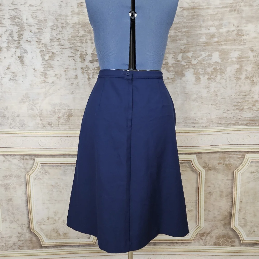 Vintage Levis Navy Blue Skirt M A-Line Levi Strauss & Co Levis Midi Office 80s